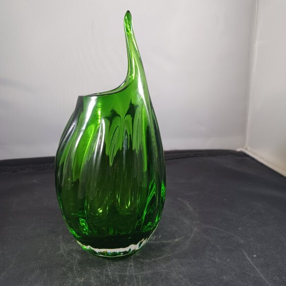 Vintage Swung Glass Vase Murano Style - Picture 2 of 9